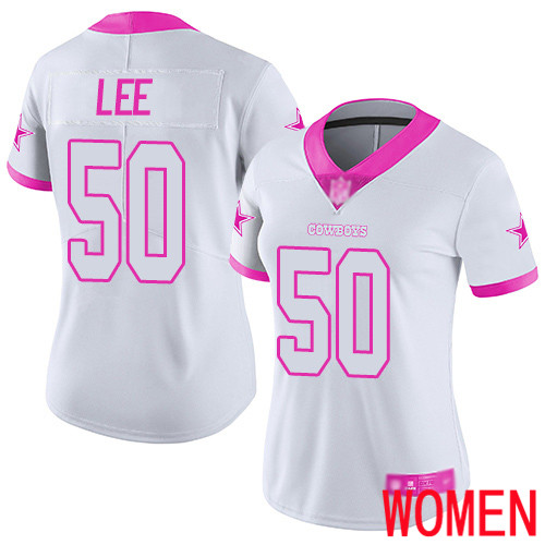 Women Dallas Cowboys Limited White Pink Sean Lee #50 Rush Fashion NFL Jersey->nfl t-shirts->Sports Accessory